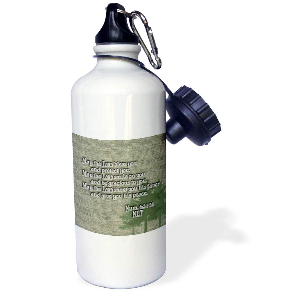 3dRose "Aaron's Blessing Numbers 6 24 26 Bible verse" Sports Water Bottle, 21 oz, White