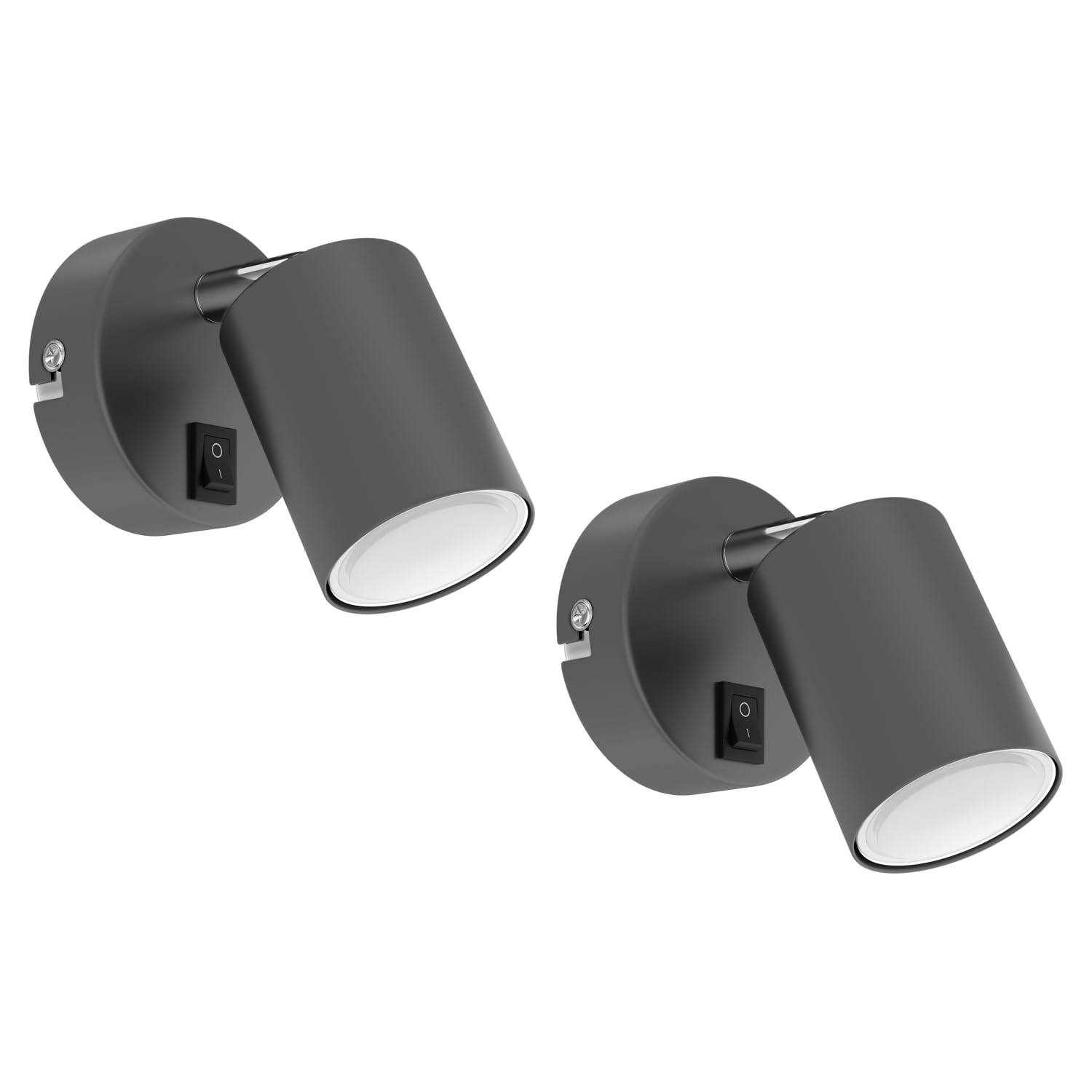 ledscom.de 2 Stück Wandspot WAIKA mit Schalter anthrazit matt + GU10 LED Lampe warm-weiß 3-Stufen Dimmen: je max. 500lm