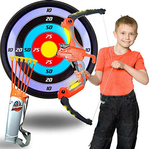 Bow and Arrow Set for Kids - Light Up Archery Toy w/ 6