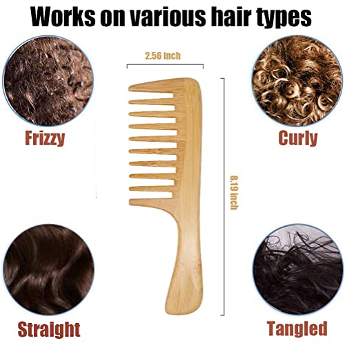 Peine de dientes anchos de bambú para cabello rizado miniatura 6