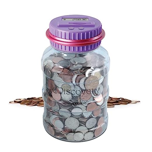 DISCOVERY KIDS Digital Coin-Counting Money Jar with LCD Screen, Keeps Track of Balance, Battery Operated, Piggy Bank Savings Jar for US Coins