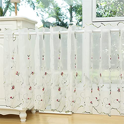 Cortina corta con filtrado de luz, visillo de voile bordado para ventana 3