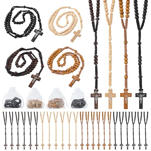 Byzantine Olive Wood Wall Hanging Cross with 4 Holy Items On It