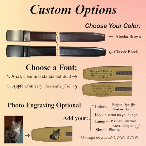 Custom Engraved Ratchet Belt for Men, Adjustable Faux Leather Click Belt, Personalized Gifts for Men4