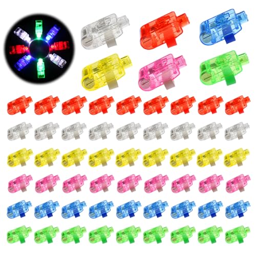 XPJBKC 60 Pcs LED Luces de Dedo, Luz Led Multicolor, Regalos de Fiesta de Cumpleaños, Juguetes de Anillos Luces de Dedos, Mini Juguetes Luminosos para Navidad Halloween (Multicolor)