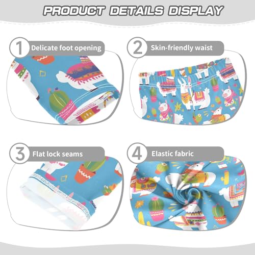 Cute Llamas Ans Cactuses Kids Baby Girls Basic Leggings Stretch High Waisted Dance Pants Gym3