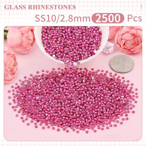 Image of 2500PCS SS10 /2.8mm Crystal Glass Rhinestones for Bedazzling (Rose) | Flatback Rhinestones for Crafting DIY Nail Art Makeup Decoration, Gems Diomand Charms for Tumbler Shoes Clothing Mug