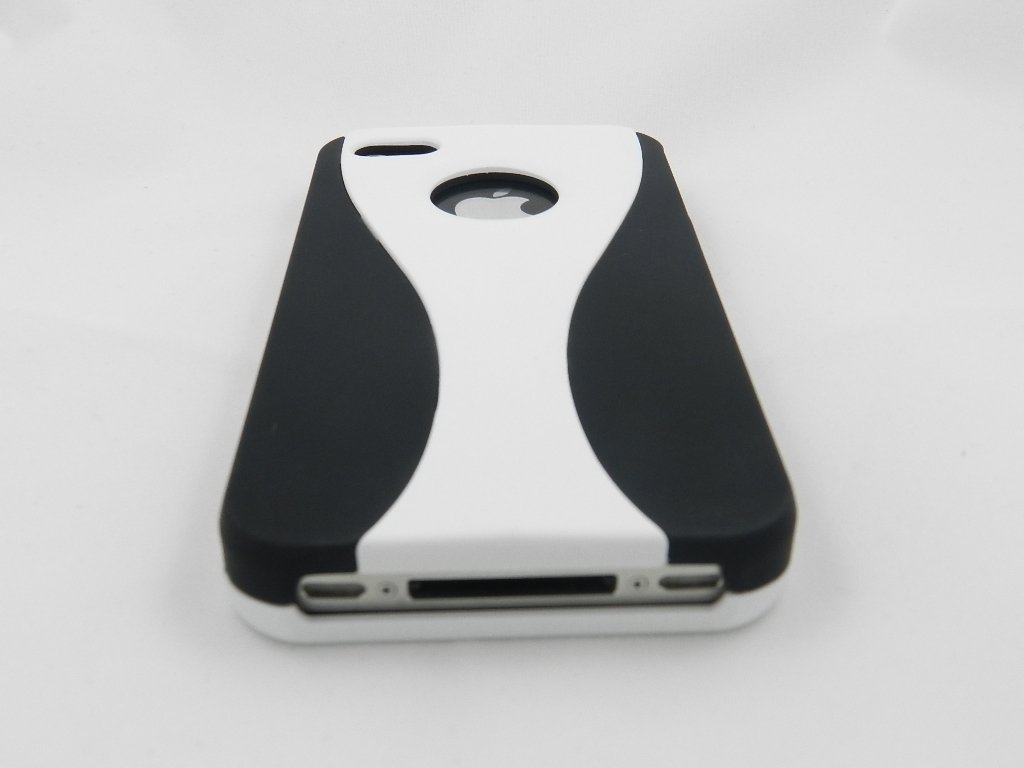 Snap-on Rubber Coated Case for Apple® iPhone® 4 AT&T / Verizon, White / Black