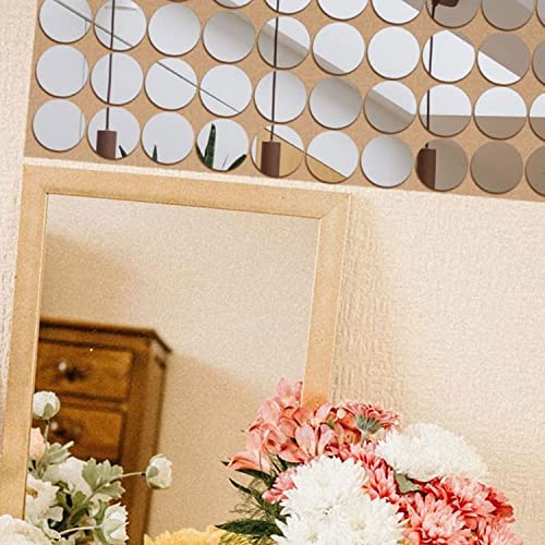 Qeeyon 50Pcs Mini Acrylic Mirror Tiles, 1 Inch Self Adhesive Round Mirror Stickers Mosaic Tiles, Small Decorative Mosaic Mirror Sheets Circles For Diy Crafts, Wall Decor, Jewelry Making #TOP3
