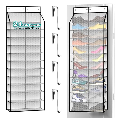 Kotkn 24-Pair Over Door Shoe Organizer for Family & Kids,