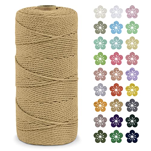 LEREATI Macrame Cord 2mm x 200m, Thick Macrame Rope Natural Cotton Rope Craft String