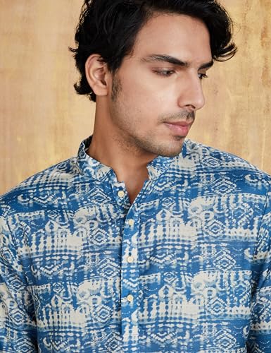 Image of Amazon Brand - Symbol Men's Polyester Festive Printed Long Kurta (Regular Fit)