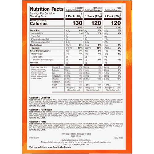 Image of Goldfish Crackers Say Cheeeese Variety Pack with Cheddar, Pizza and Parmesan, Snack Packs, 20 Ct (Pack of 2)