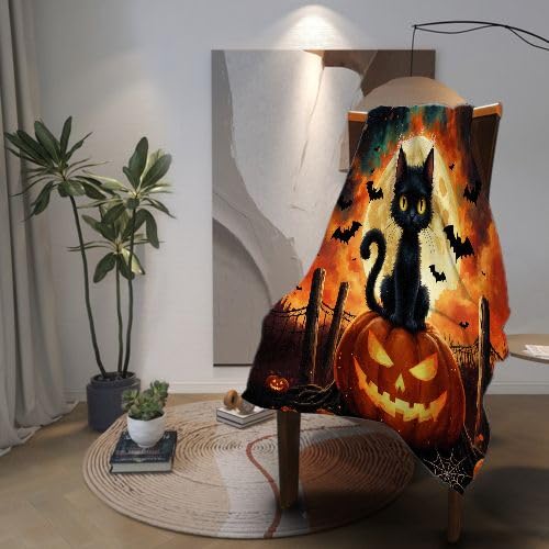 Przytulny koc 150 x 200 cm, czarny kot zwierzęcy, ciepły, puszysty koc do oglądania telewizji, koc z mikrofibry, nadruk 3D, puszysty pluszowy koc dla rodziny, matki, taty, dzieci, żony