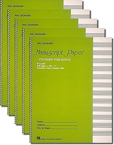 Manuscript Paper Standard Wire-Bound 12 Stave Pack of 5