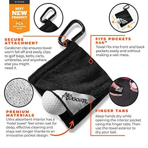 Frogger Amphibian Golf Ball Towel with Wet and Dry Technology Small Golf Ball Towels for Golf Bags with D Clip, Premium Golf Ball Accessories, Ultra Absorbent - Image 4