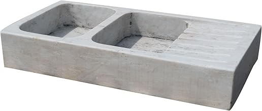 Biscottini Marble Sink, 122 x 61 x 20 cm, Outdoor and Indoor Sink, Stone Countertop Washbasin, Kitchen Sink