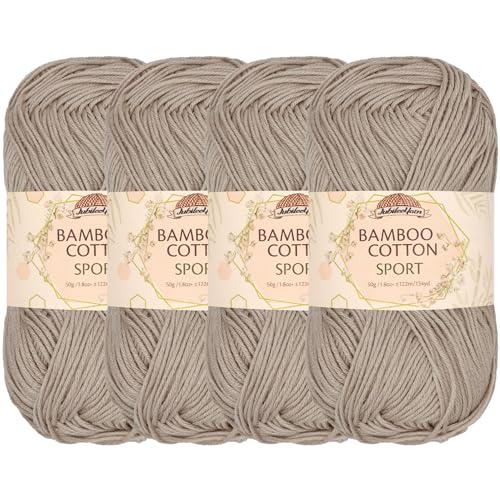 Image of JubileeYarn Bamboo Cotton Sport Yarn - 50g /Skein - Sand Cliff Brown - 4 Skeins