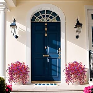 Spring Artificial Fake Hanging Flowers Plants with Basket Summer Outdoor Decor,Faux Silk Colorful Daisy in Planter Boxwood No Fade Plastic Shrubs Decor Farmhouse Home Garden Thanksgiving(Red Purple) Spring Artificial Fake Hanging Flowers Plants with Basket Summer Outdoor DecorFaux Silk Colorful Daisy in Planter Boxwood No Fade Plastic Shrubs Decor Farmhouse Home Garden ThanksgivingRed Purple