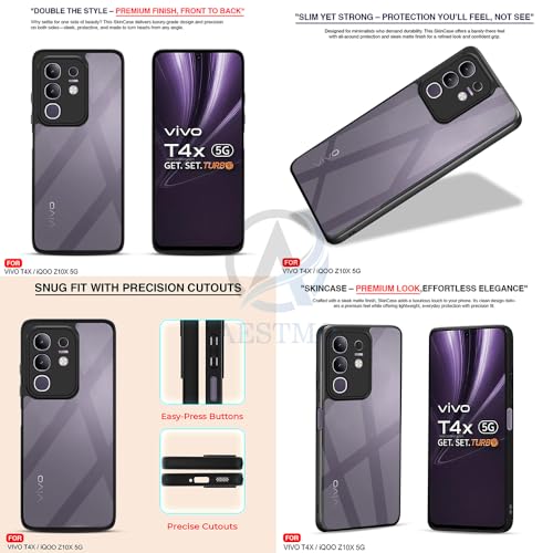 Image of AESTMO Vivo T4X 5G / iQOO Z10X 5G / Vivo Y31 Pro 5G Back Cover | 360 Protection | Crystal Clear Hard Back Transparent | Compatible with MagSafe Accessories (PC+TPU, Black Bumper)