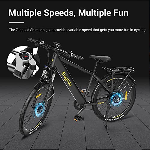 Eleglide Electric Bikes, T1 Electric Bicycle Mountain Bike, 27.5" E bike Commute Trekking E-bike with 36V 12.5Ah Removable Li-Ion Battery, LCD Display, Shimano 7 Speed, Dual Disk Brake - Image 4