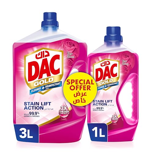 DAC Gold Disinfectant Multi-Purpose Cleaner - Rose (3 Litres + 1 Litre) For 99.9% Germs And Bacteria Removal GI0384166609