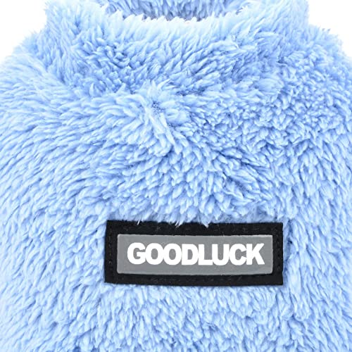 SMALLLEE_LUCKY_STORE Haustier-Sherpa-Fleece-Pullover Weste Rollkragenpullover weiches Sweatshirt für kleine Hunde Katzen, Welpen Yorkie, Chihuahua warme Herbst-Winterkleidung, Blau, S