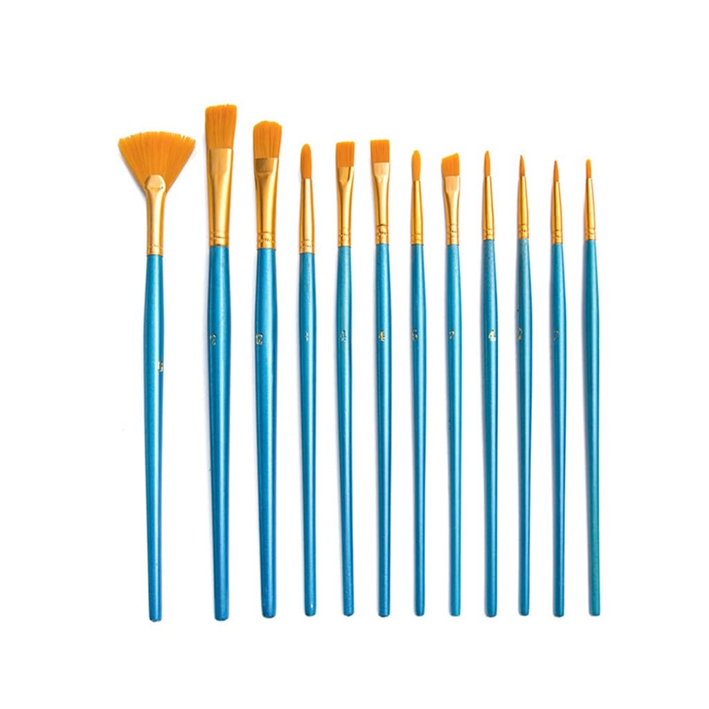 Oil Brush - Juego de 14 pinceles acrílicos para acuarela, nailon, paleta de madera