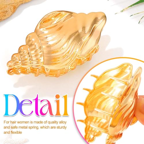 CAKURE Pinzas de Garra Estrella de Mar Doradas con Diseño de Concha para el Pelo (Pack de 2) miniatura 4
