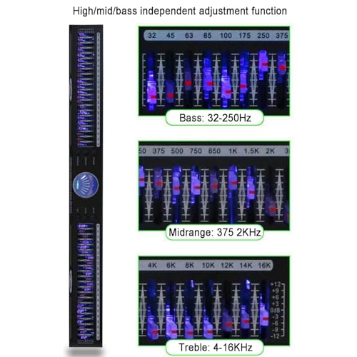 Ecualizador de audio gráfico de 22 bandas, con 10 efectos preestablecidos, canal dual en rack 1U, para estudio de grabación, con control remoto miniatura 5