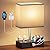 Kakanuo Fully Dimmable Nightstand Lamp for Bedroom with USB C Ports, Grey Small Bedside Table Lamp with Charging Outlets and Phone Stands, Wooden Desk Lamp for Living Room, LED Bulb Included