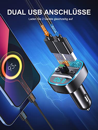 Mohard Bluetooth FM Transmitter, KFZ Bluetooth Adapter Auto Radio, Autoladegerät AV-Eingangsadapter...