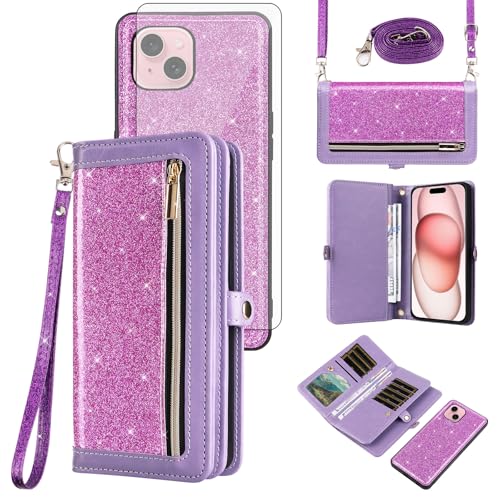 Protection iPhone 15 Plus antichoc portefeuille zippé contre chutes et rayures