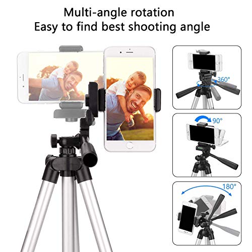 Kwithan Tripod, 50-inch Video Tripod for Cellphone and Camera, Universal Tripod with Wireless Remote & Cellphone Holder Mount