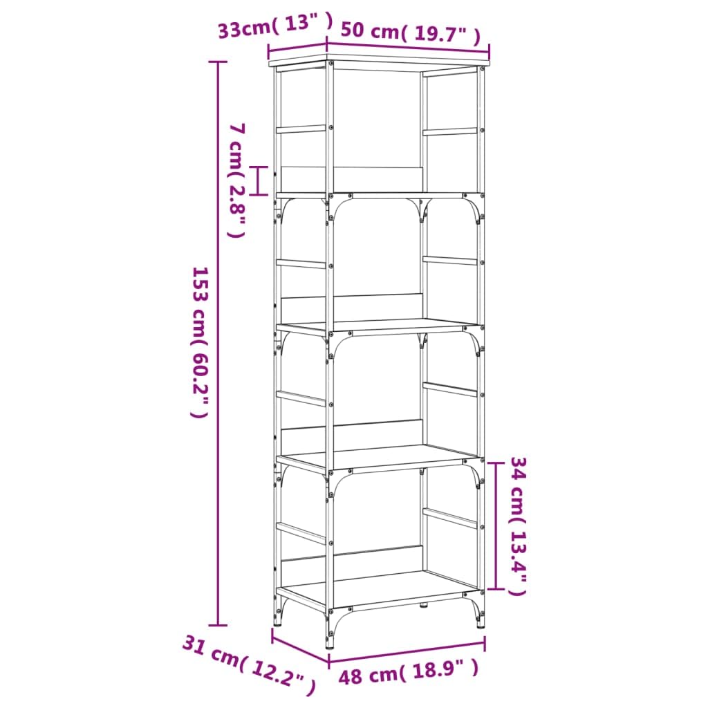 Generisch Bücherregal Sonoma-Eiche 50x33x153 cm Holzwerkstoff,Möbel,Regalsysteme,Bücherregale Bücherschränke-835275