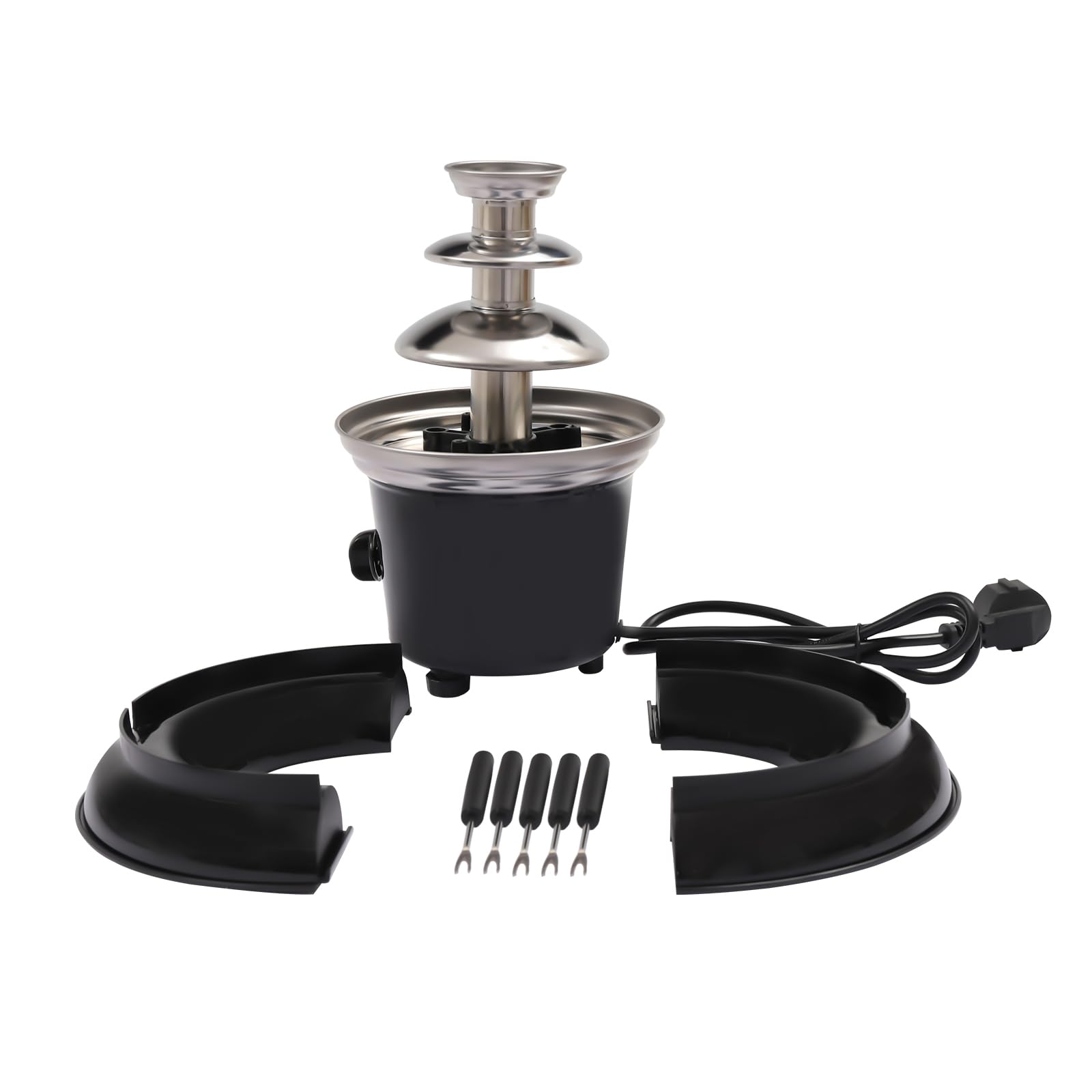 Chocolate Fondue Fountain, 3-Tier 1 lb Capacity Electric Chocolate Fondue Fountain Machine Stainless Steel Cheese Melting Heating Machine with Fruit Plate for Birthday Party Wedding Celebration