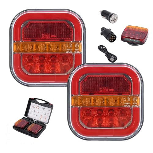 2025 Wireless Trailer Light Kit Rechargeable Trailer (with Strong Suction Cup Base) Magnetic Wireless Tail Light LED Light (1-set)