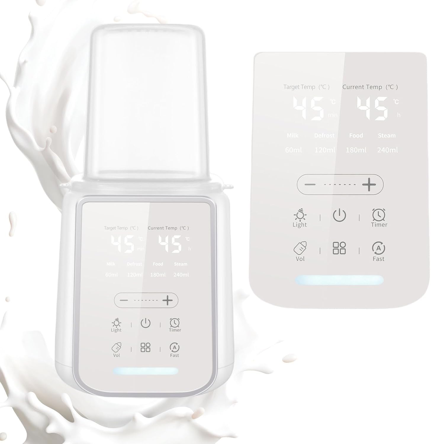 Agrdeed Muttermilch Erwärmer, 8-in-1 Babyflaschenwärmer Intelligenter mit Temperaturkontrolle, Schnelles Erwärmen & Sterilisator, Multifunktionaler Muttermilch Erwärmer Schneller mit Nachtlicht
