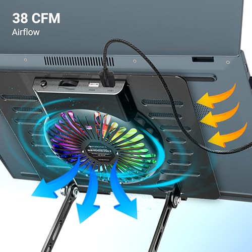 Image of ZEBRONICS NS4000 PRO 2, Rotatable Laptop Metal Stand, Upto 15.6 inch, 2X USB Ports, RGB Fan + Speed Controller, 360 Fidget Rotation, Foldable, Multi Angle Adjustment, Anti-Slip Silicone Pads