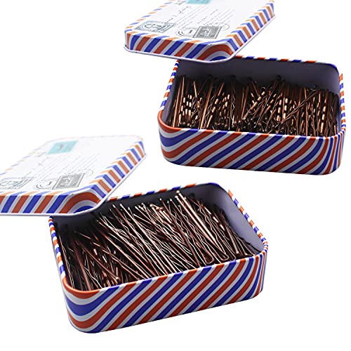 300 CT Hair Bobby Pins With Storage Box for Kids, Girls and Women, 2.4 Inches and 2 inches (2 Sizes, Brown)