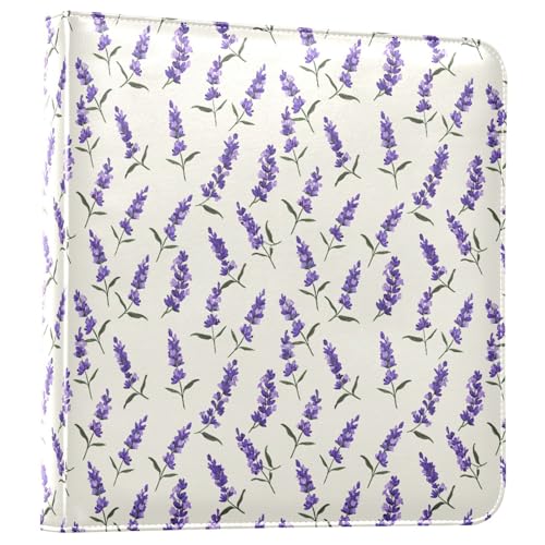 JIPONI Beautiful Lavender Large Photo Album, DIY Leather Cover Scrapbook Albums for 4x6 5x7 6x8 Pictures, Self Adhesive Memory Book for Wedding, Baby, Family