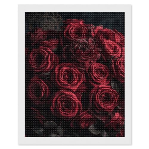 Kit peinture diamant roses rouges idée cadeau art créatif anniversaire et fête