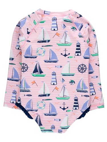 Image of RuffleButts Girls One Piece Rash Guard Baby Swimsuit UPF 50+ Sun Protection