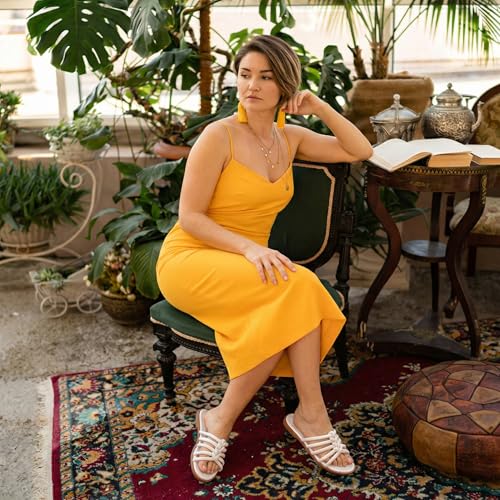 Image of Ruiee Wide Width Sandals for Women, Summer Flat Slides Casual Braided Wide Feet Sandal Comfort Slip on Sandals Open Toe Beach Shoes for Women.