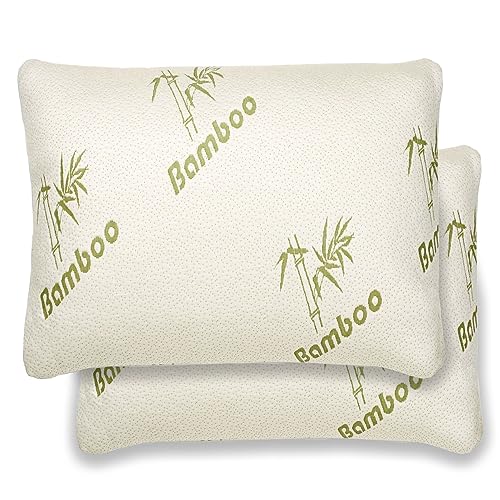 Cojín de bambú (juego de 2) Almohada Confort de bambú - Relleno de espuma de memoria (Juego de 2)...