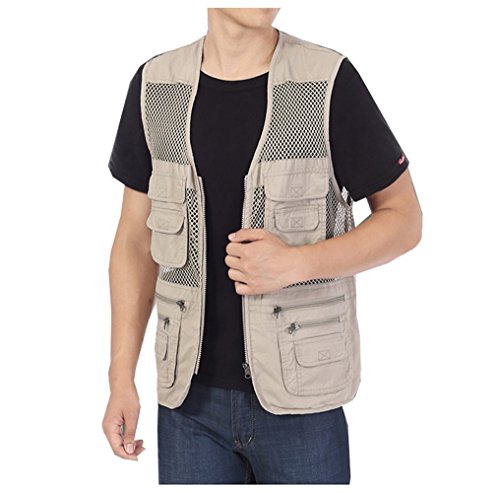 Men's Safari Fishing Hunting Mesh Vest Photography Work Multi-Pockets Outdoors Travel Journalist's Jacket