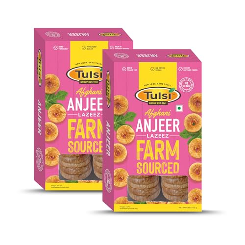 Image of Tulsi Afghan Anjeer Lazeez 1Kg (500g x 2) | Figs Dry Fruits | Dried Afghan Anjeer | Rich Source of Vitamins & Dietary Fiber | Healthy Snack | Low in Calories | Fat Free | Large Size | Pack of 2