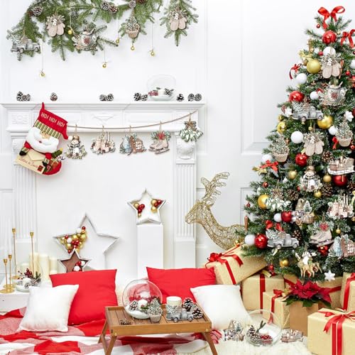 Suzile SUZILE-HANGING ORNAMENTS-04 36 Pcs Christmas Wooden Ornaments Vintage Christmas Tree Ornaments Christmas Decorations thumb #3
