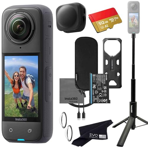 Insta360 X4 Tripod Selfie Stick Bundle -8K Waterproof 360 Action Camera with 1/2" Sensors, 8K 360 HDR Video,Perfect for Matterport 360 House Tour|Bundle Includes Tripod Selfie Stick,Lens Cap (512GB)
