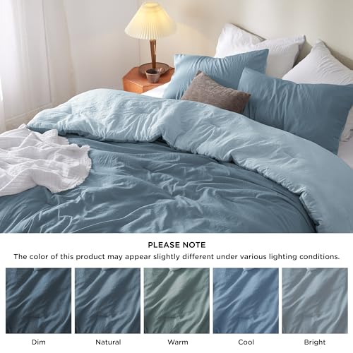 Image of Bedsure King Comforter Set, Mineral Blue Soft Prewashed Bedding for All Seasons, 3 Pieces GentleSoft Bed Set, 1 Lightweight Comforter (104 inchx90 inch) and 2 Pillowcases (20 inchx36 inch)
